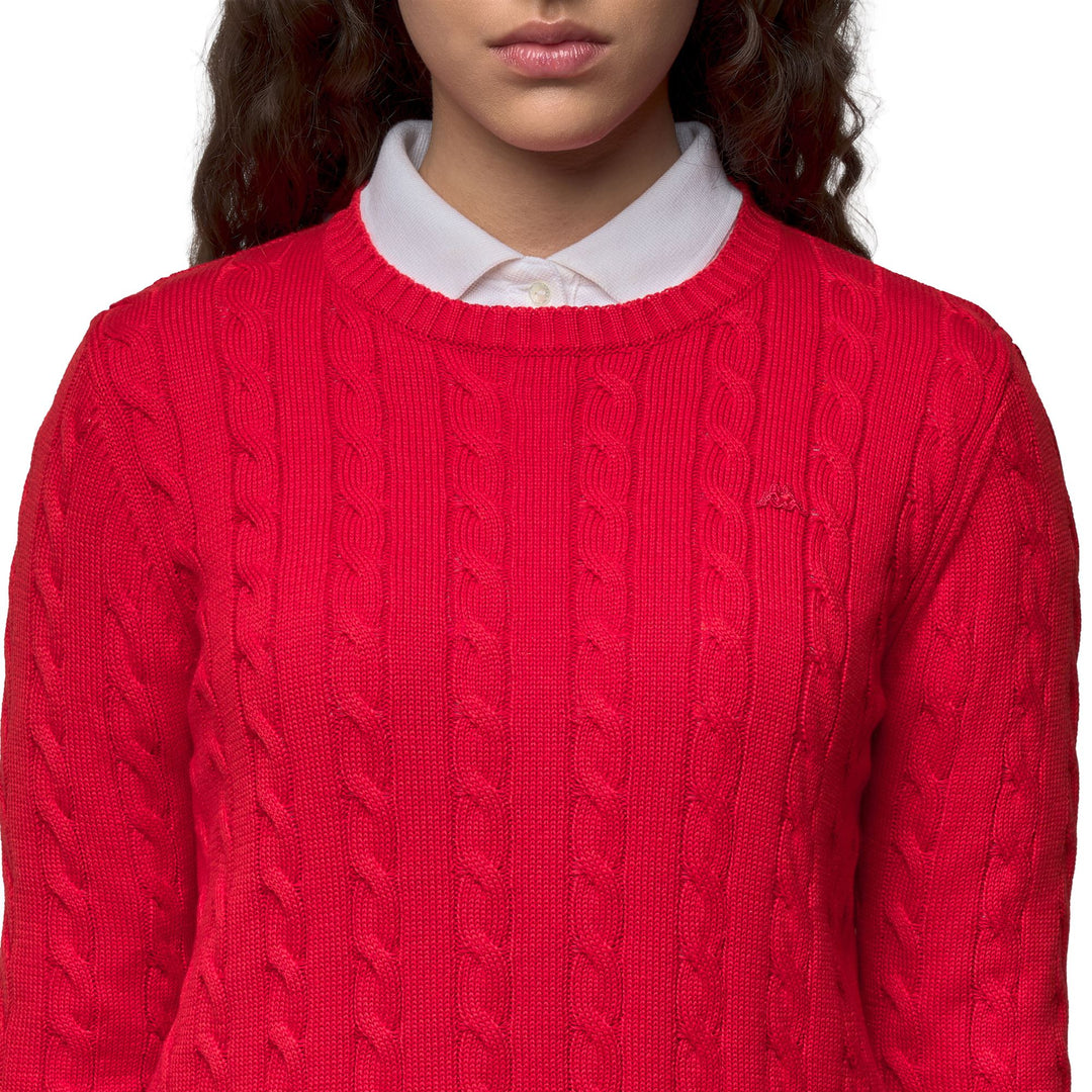 Red Women's Regular Fit Casual Pullover with Cables main