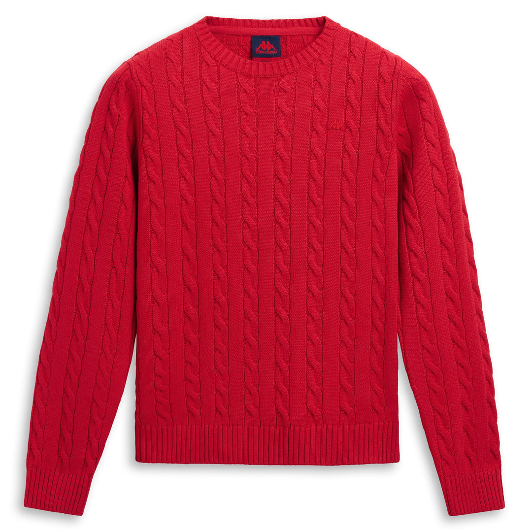 Red Women's Regular Fit Casual Pullover with Cables 01