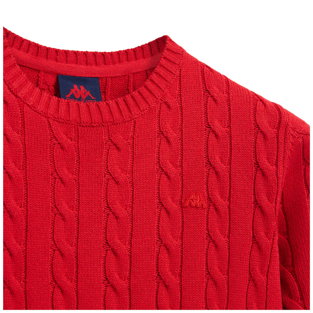 Suéter clásico rojo de corte regular para mujer con trenzas main