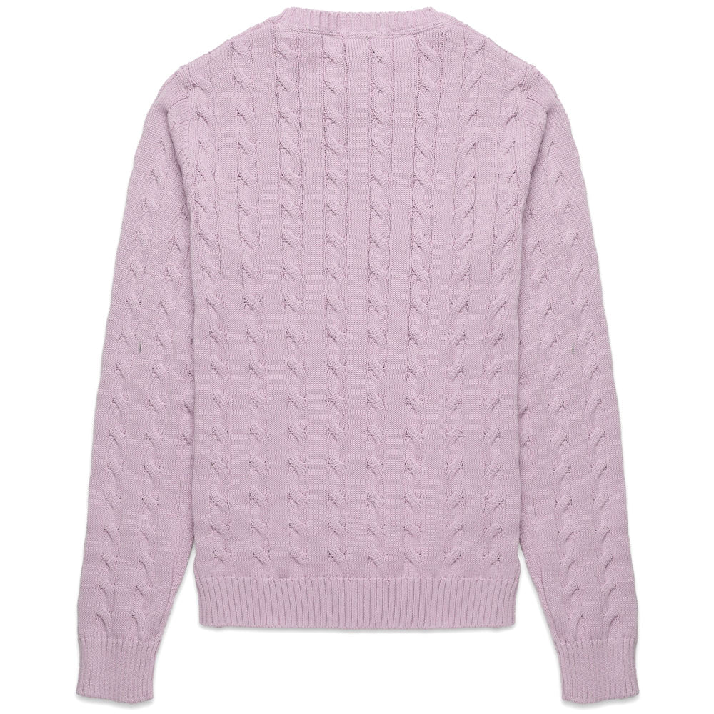 Violet women's Cotton Pullover with Cables and Rib Details 02