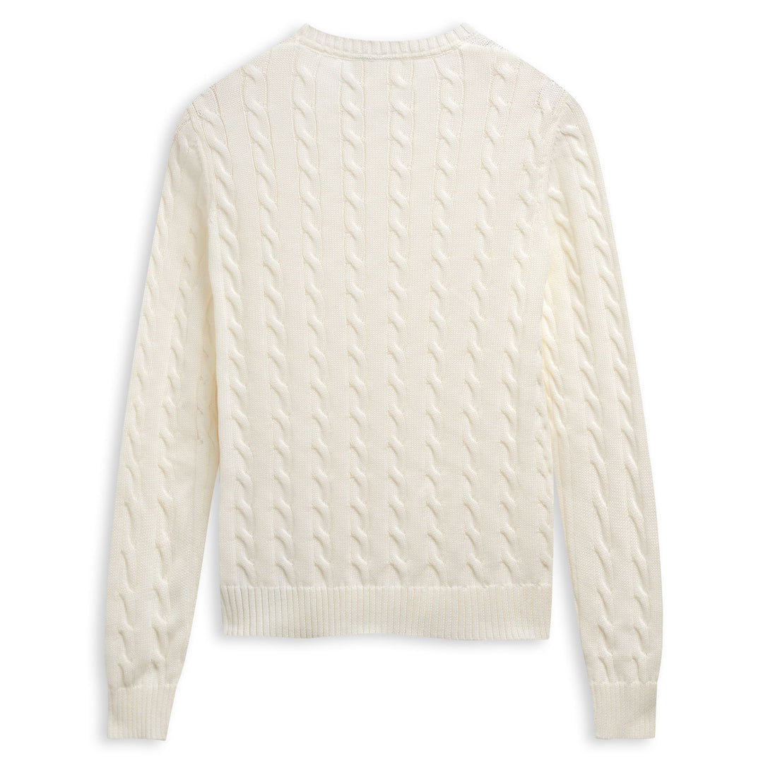 White Women's Regular Fit Casual Pullover with Cables main