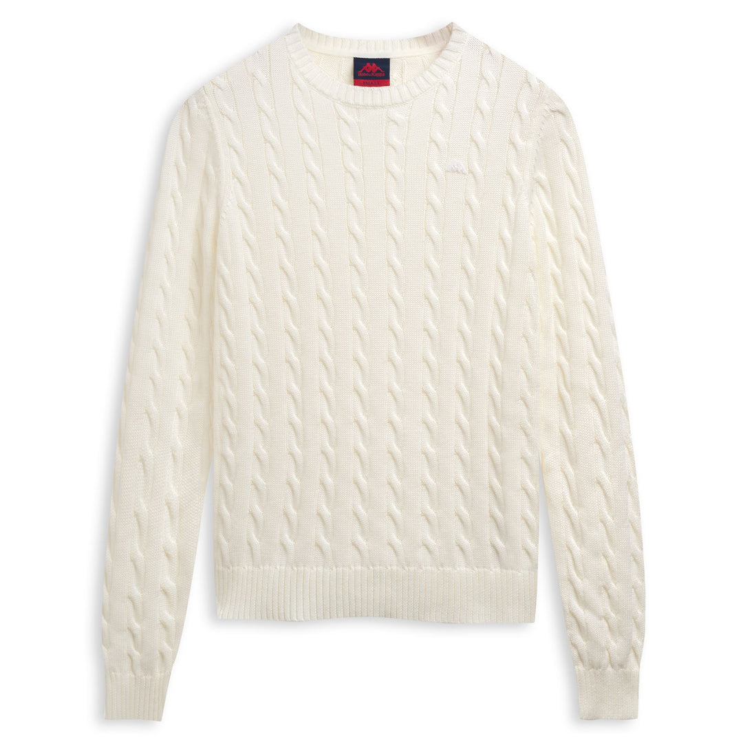 Pull blanc pour femme, coupe classique, à torsades 01