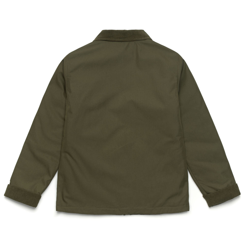 Chaqueta corta clásica verde militar para mujer con cuello de pana 02