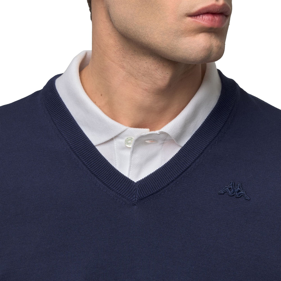 Chaleco informal de algodón azul de corte entallado para hombre main