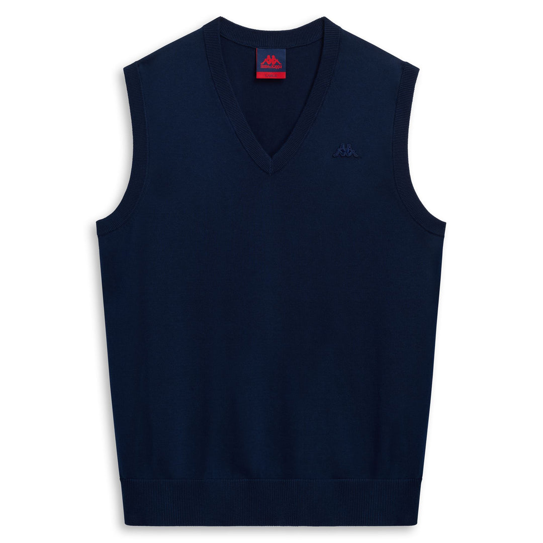 Chaleco de punto de algodón de corte entallado para hombre en color azul iris 01