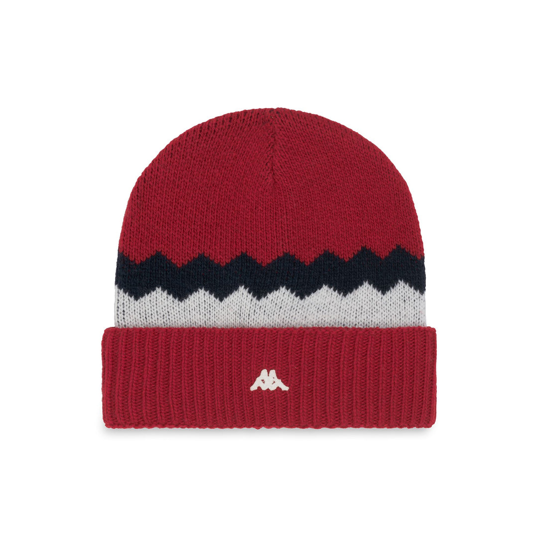 Red Unisex Wool Beanie with Jacquard Design 01