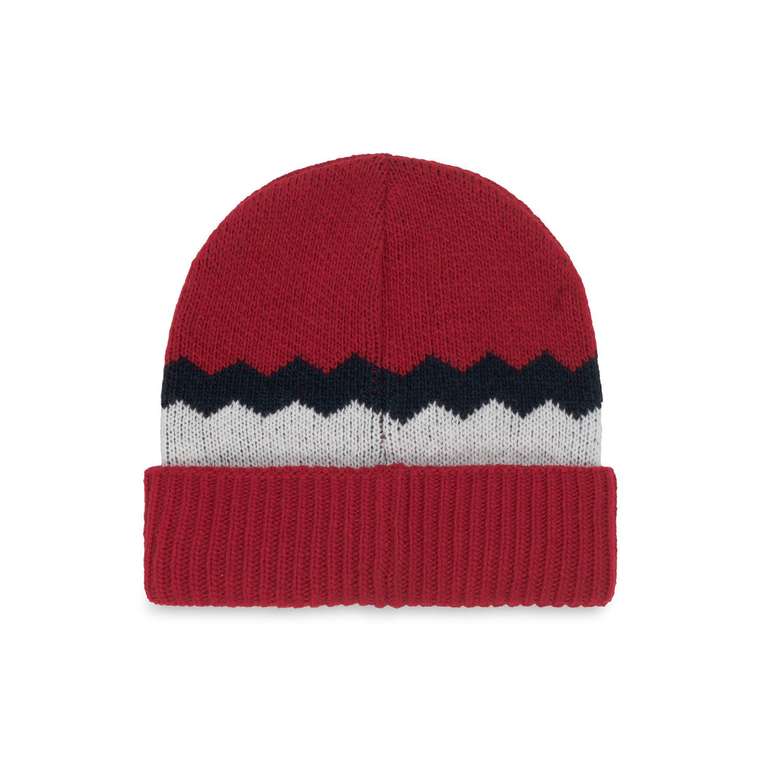 Bonnet unisexe rouge en laine à motif jacquard main
