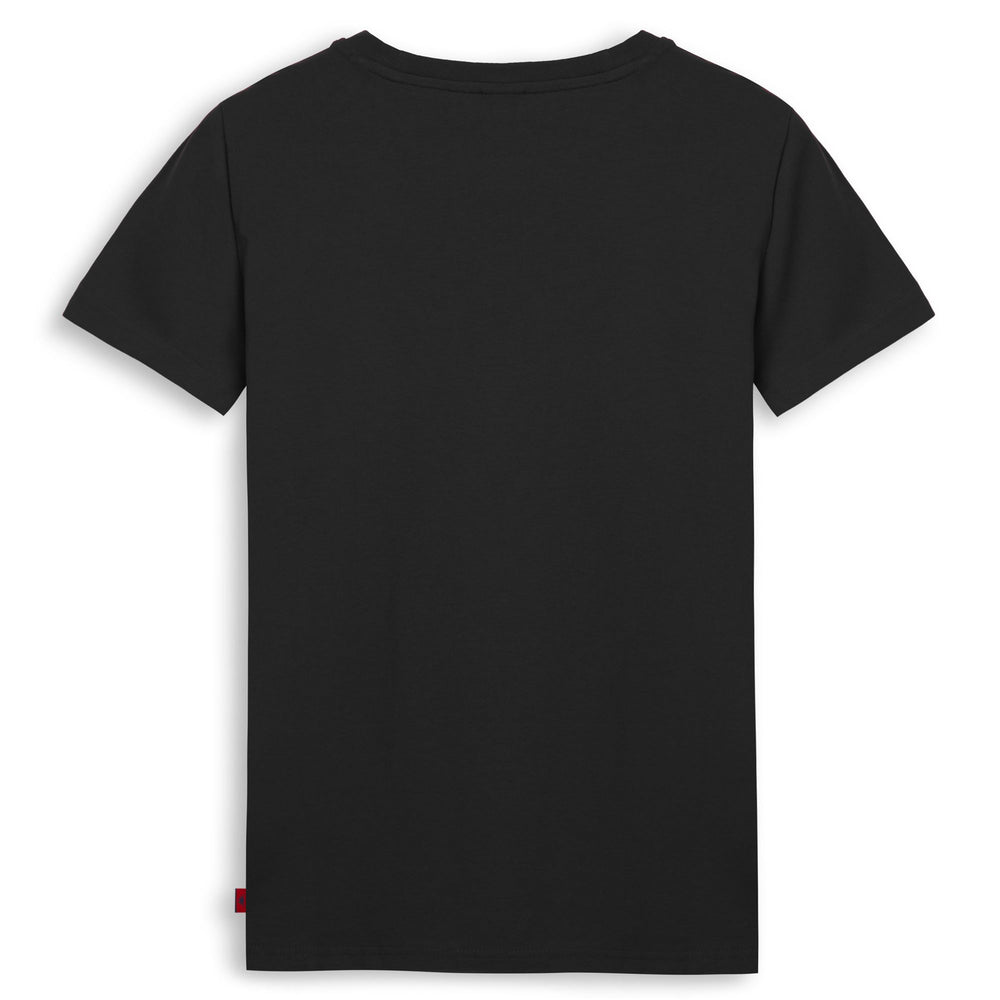 T-shirt nera da donna in cotone, vestibilità regolare. 02