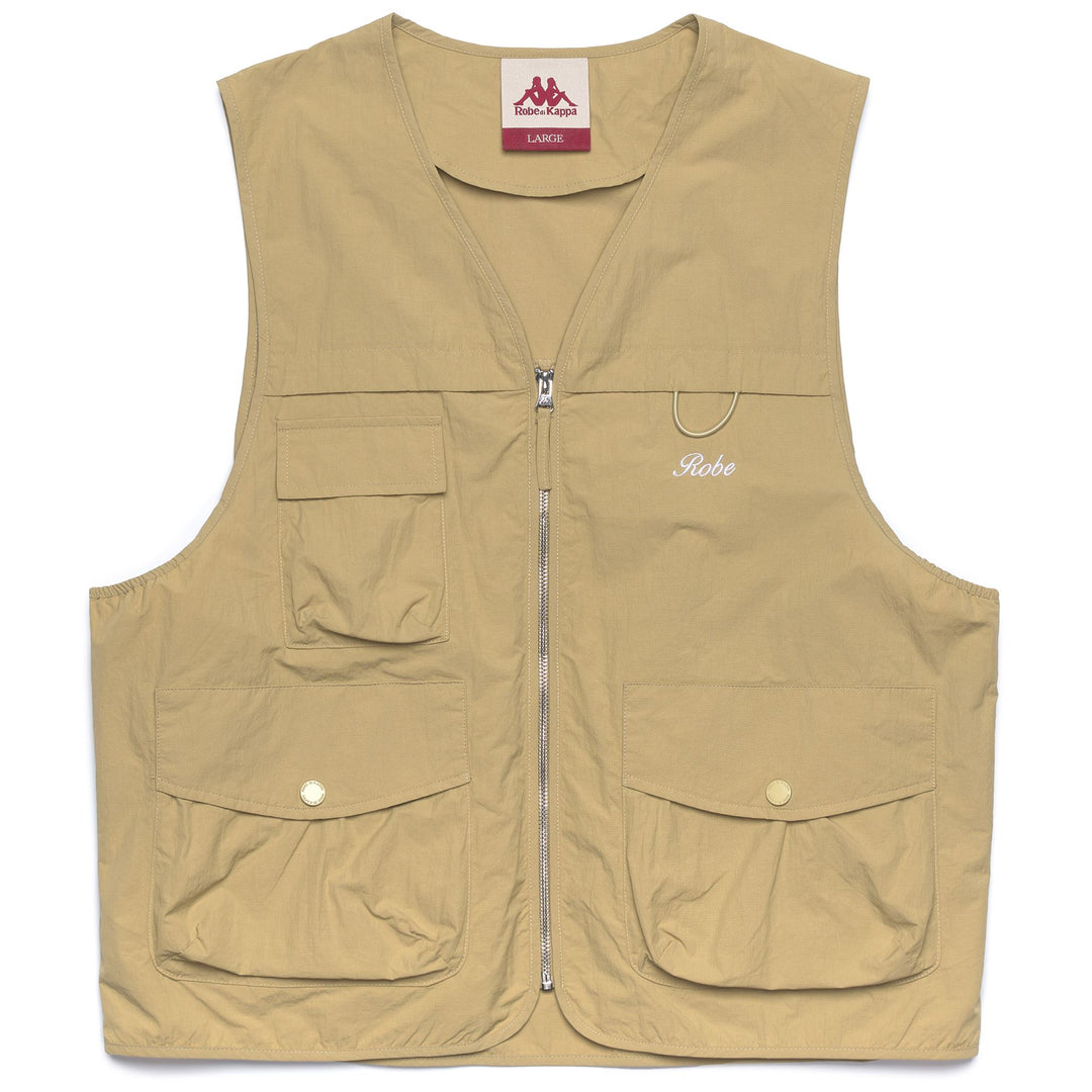 Beige Men's Utility Vest with Pockets and Padding 01