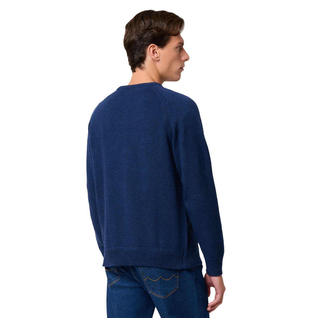 Blue iris Men's Wool Jumper with Ribbed Borders main