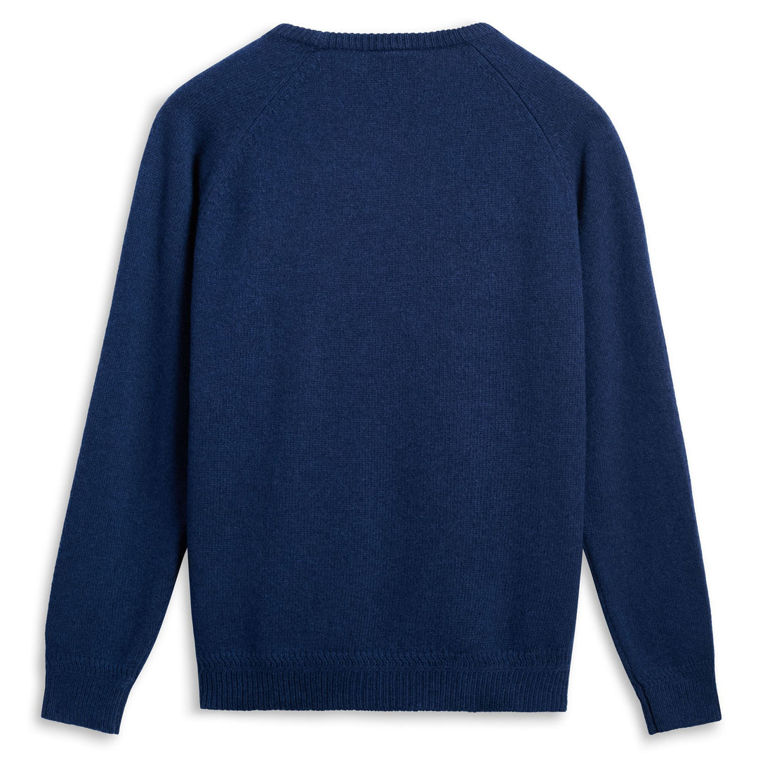 Blue iris Men's Wool Jumper with Ribbed Borders main