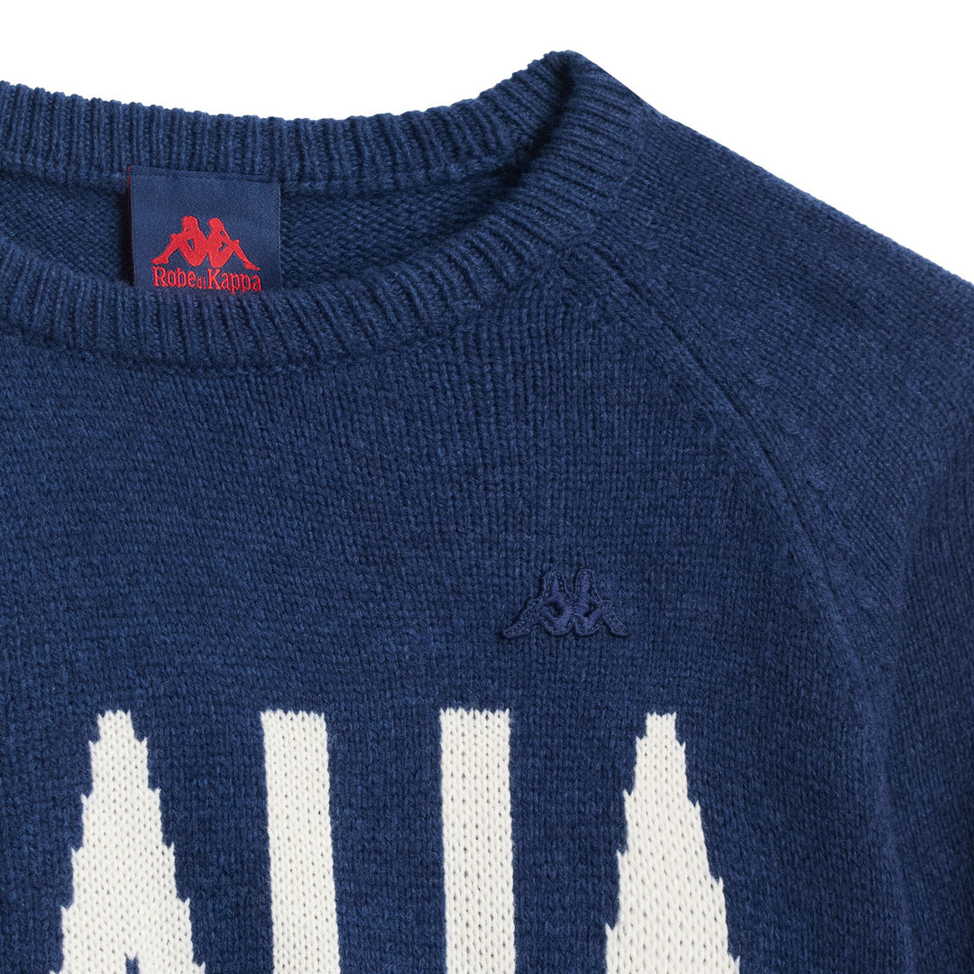 Blue iris Men's Wool Jumper with Ribbed Borders main