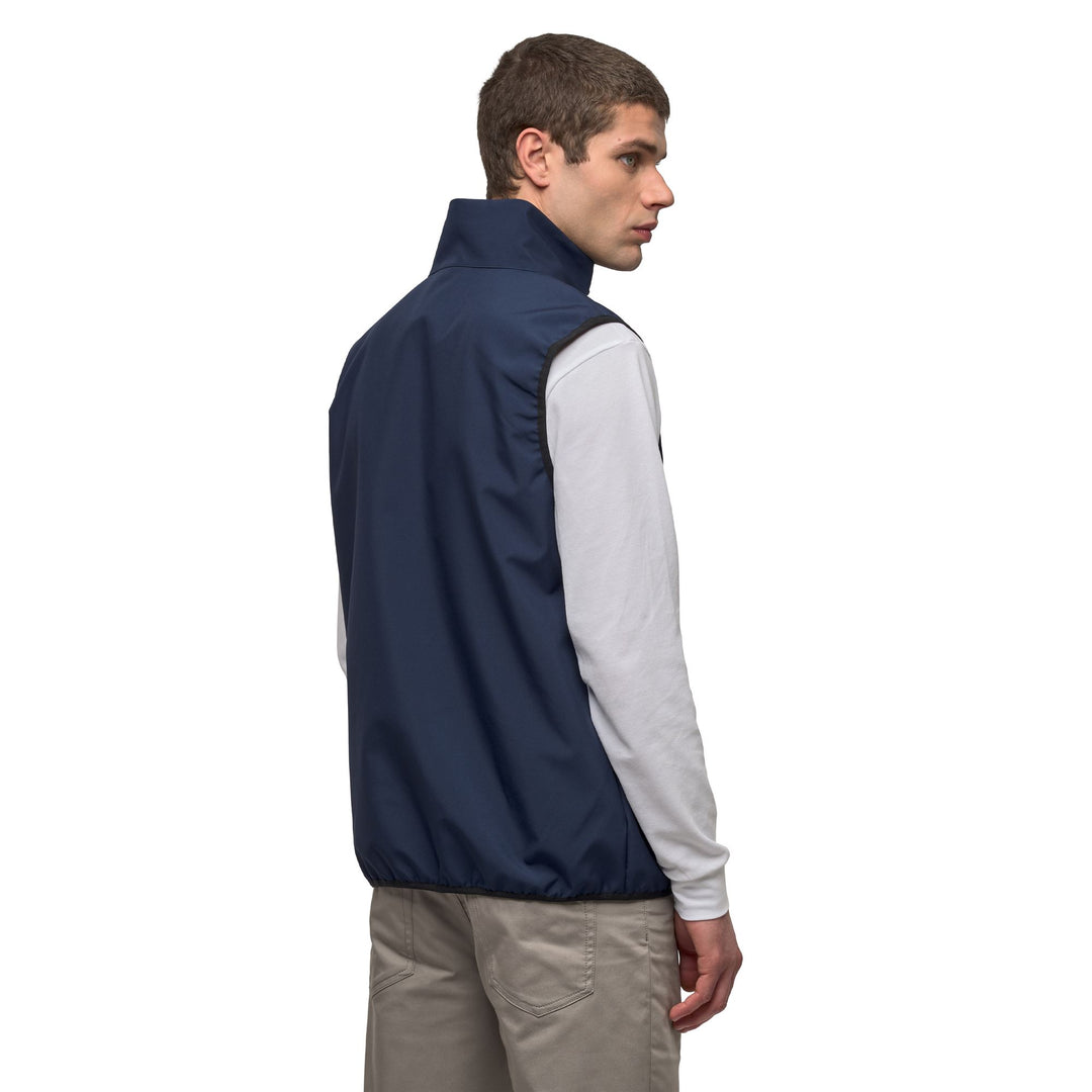 Gilet sans manches bleu pour homme, coupe classique, en polyester main