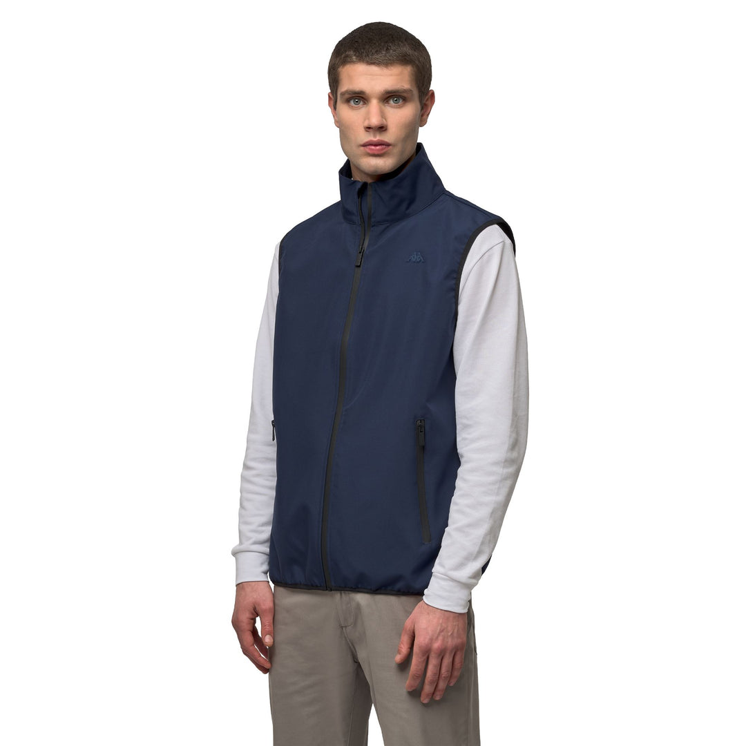 Gilet sans manches bleu pour homme, coupe classique, en polyester 01