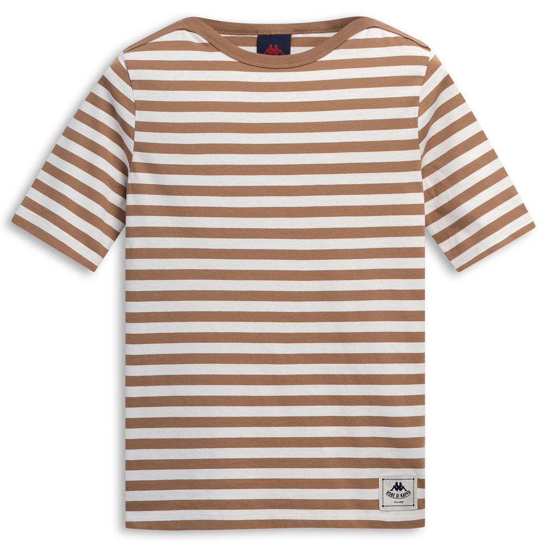 Brown Women's Casual Regular Fit Striped T-Shirt 01
