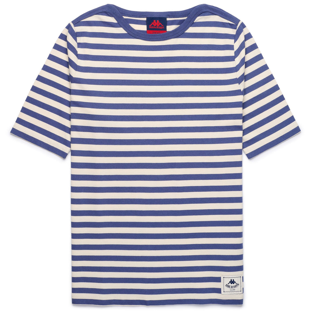 Blue Women's Striped T-Shirt with Contrast Borders 01
