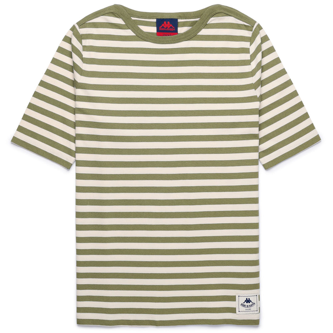 Green olivine Women's Striped Crew Neck T-Shirt 01
