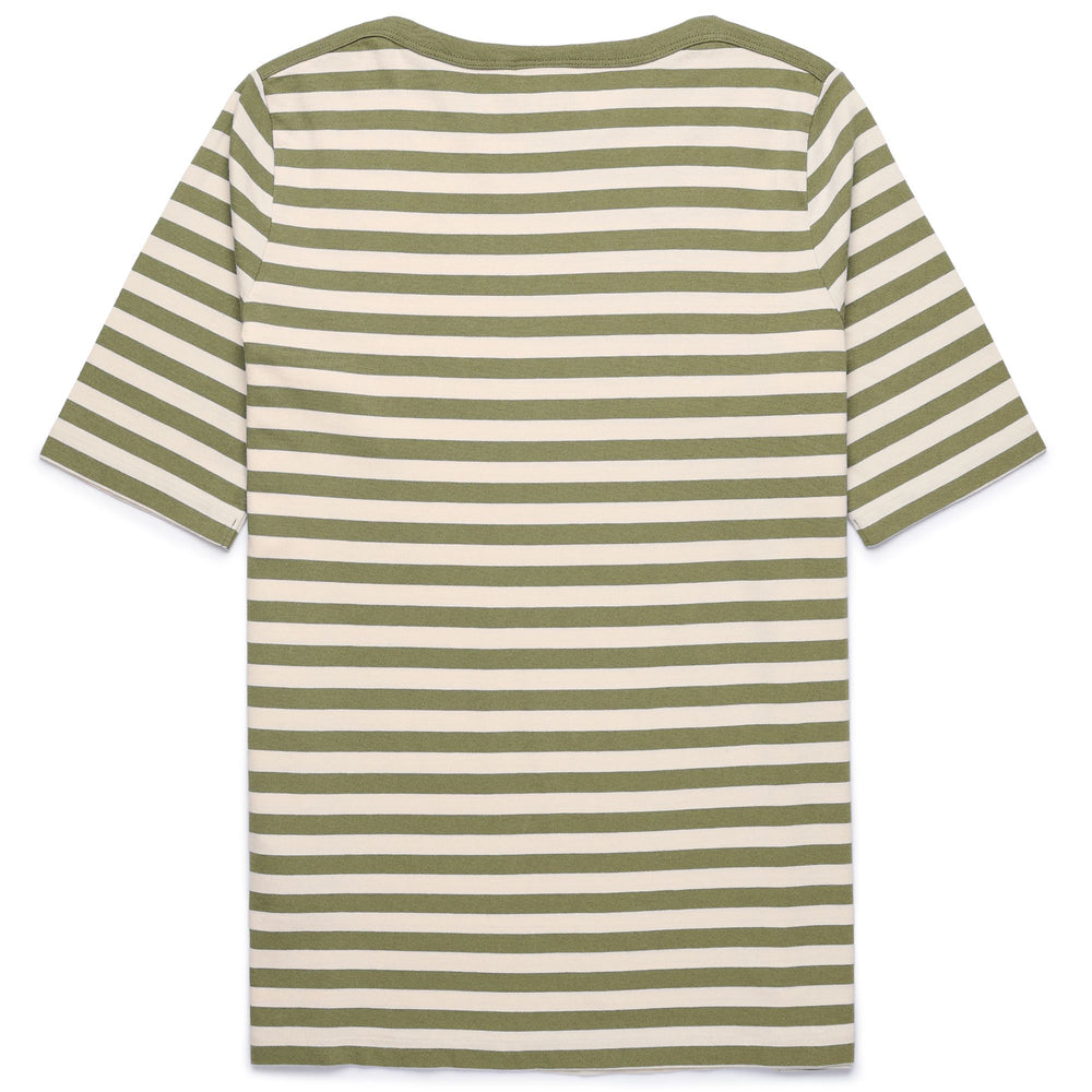 Green olivine Women's Striped Crew Neck T-Shirt 02