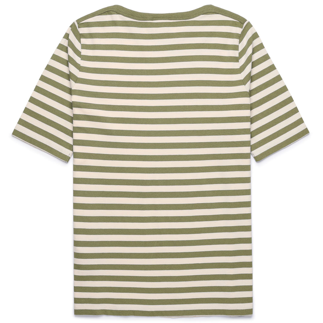 T-shirt girocollo a righe da donna in verde olivina main