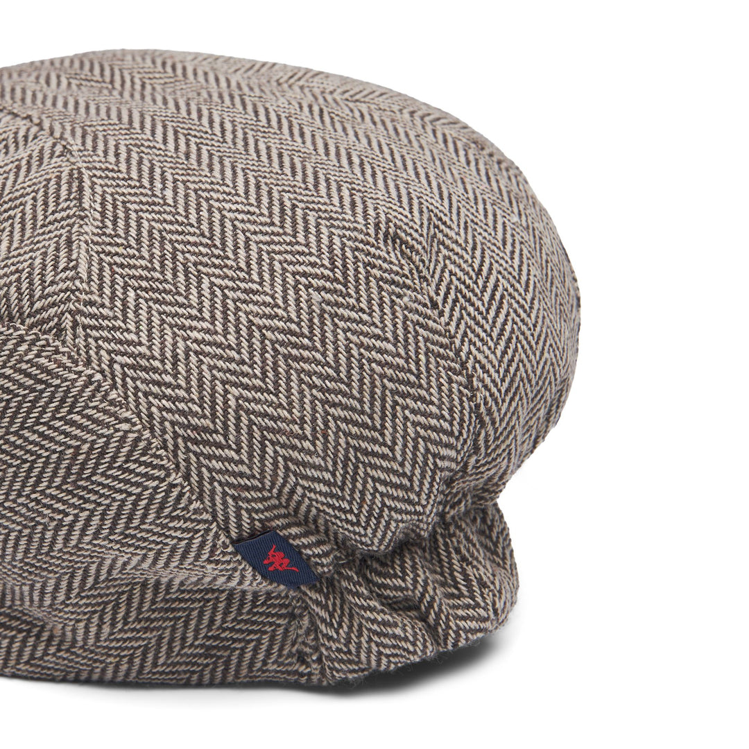Chapeau marron pour homme en laine mélangée à chevrons main