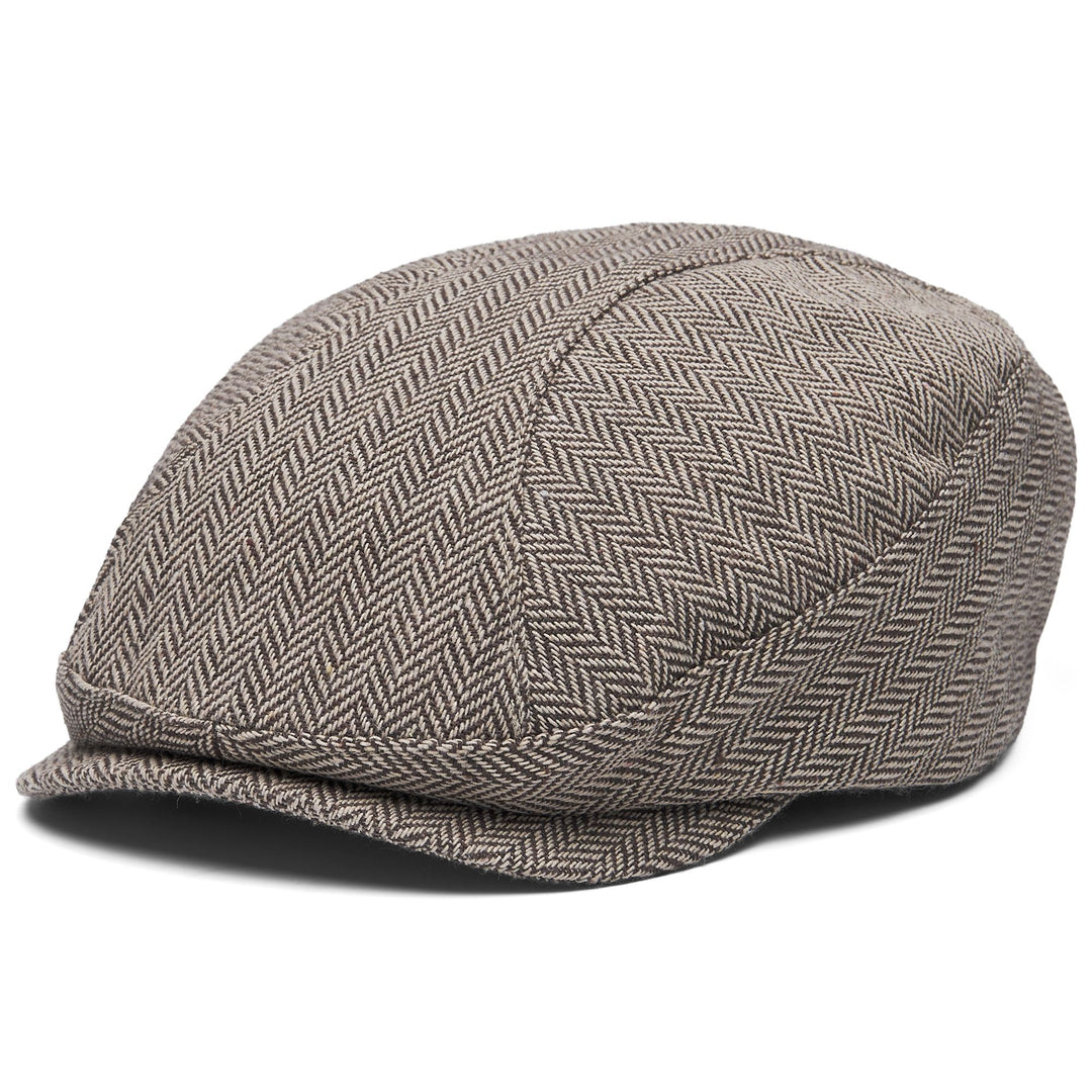 Chapeau marron pour homme en laine mélangée à chevrons main