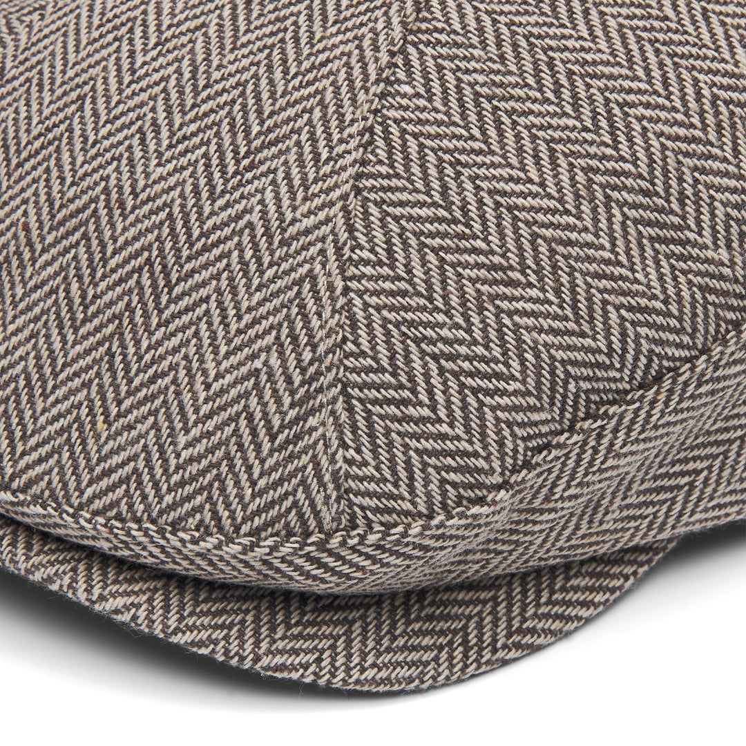 Chapeau marron pour homme en laine mélangée à chevrons main