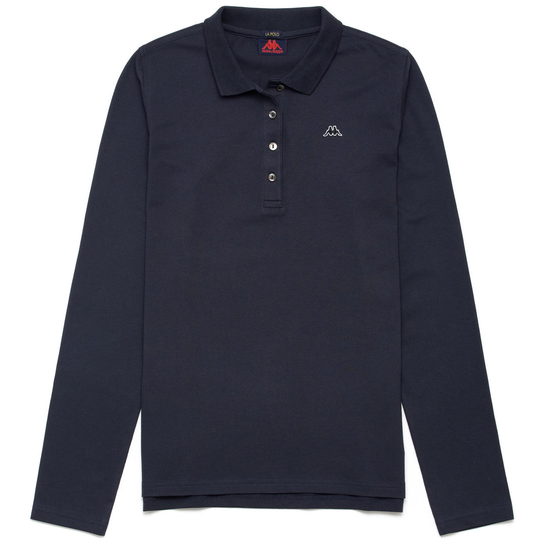 Polo bleu à manches longues pour femme, coupe classique et décontractée 01