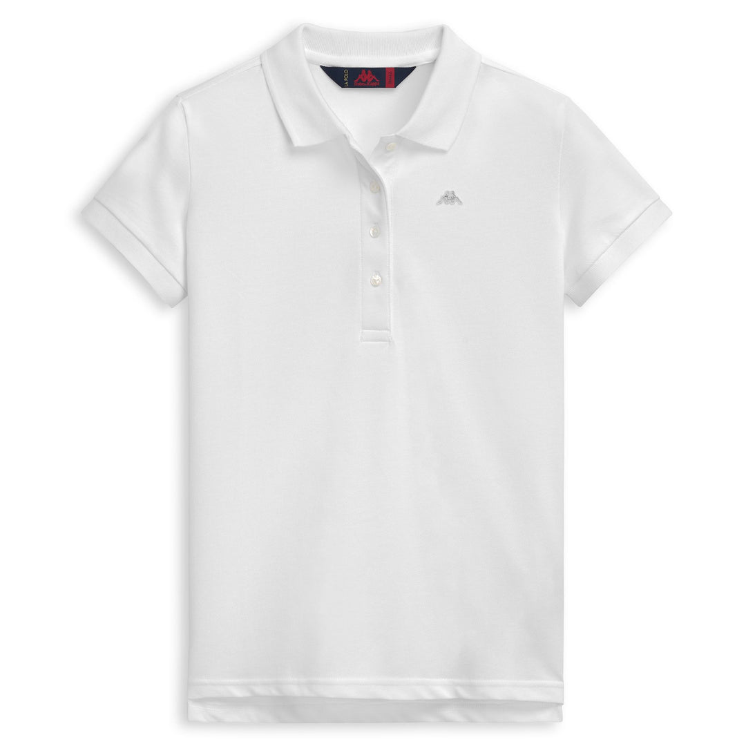 Polo blanc pour femme, coupe ajustée, extensible et décontracté 01