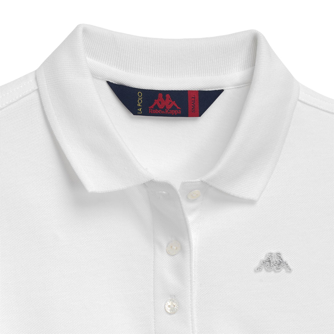 Polo blanc pour femme, coupe ajustée, extensible et décontracté main