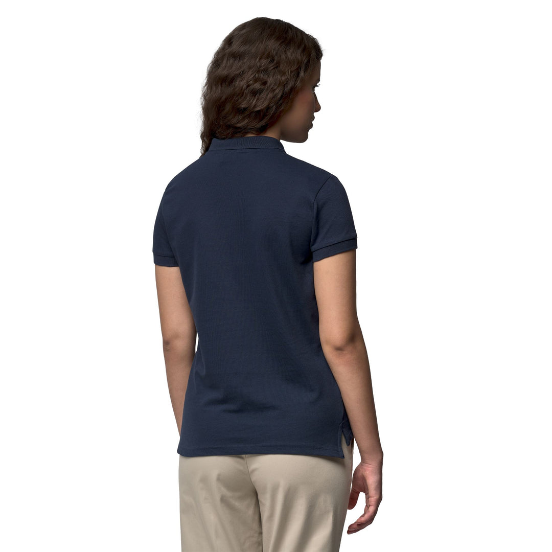 Polo décontracté bleu pour femme, coupe ajustée, en piqué stretch main