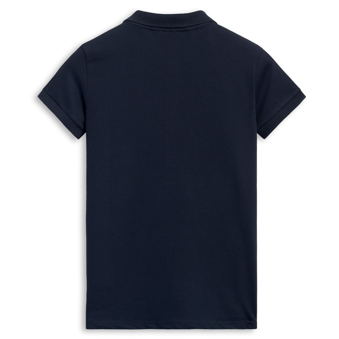 Polo décontracté bleu pour femme, coupe ajustée, en piqué stretch main