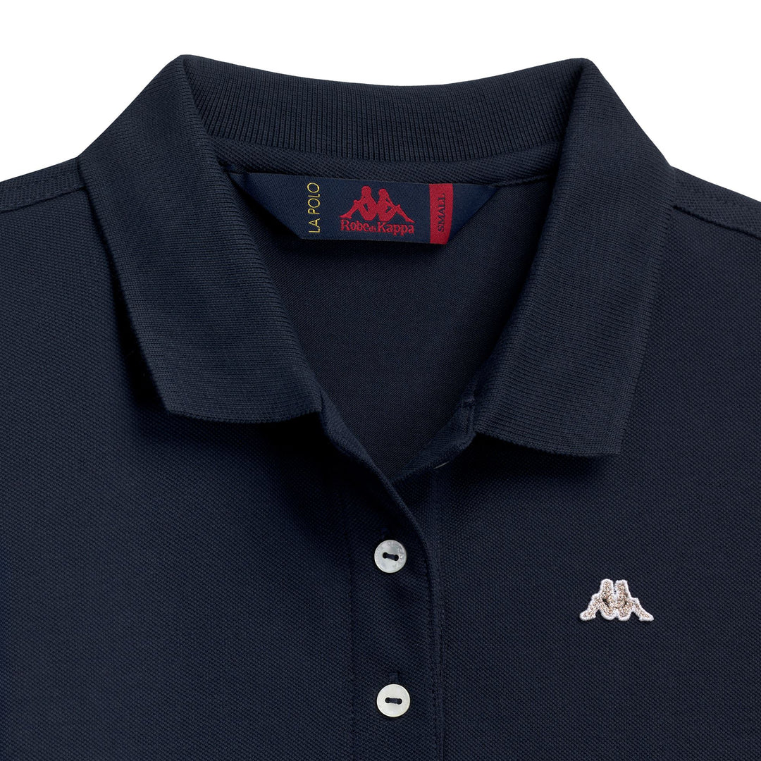 Polo décontracté bleu pour femme, coupe ajustée, en piqué stretch main