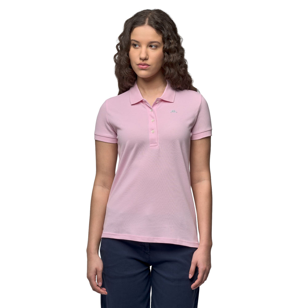 Polo rose pour femme, coupe ajustée, en piqué décontracté 01