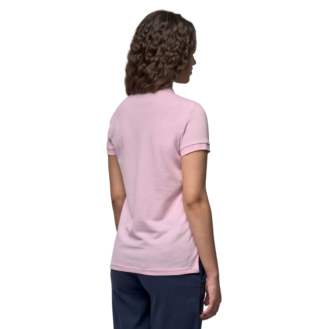 Polo rose pour femme, coupe ajustée, en piqué décontracté main