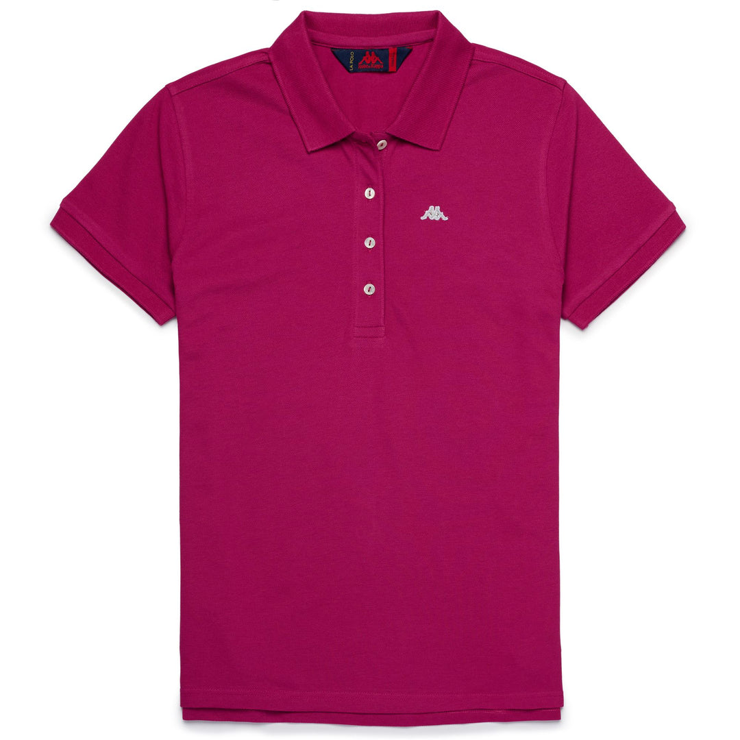 Polo Slim Fit Donna Rosso Viola con Bottoni Madreperla 01