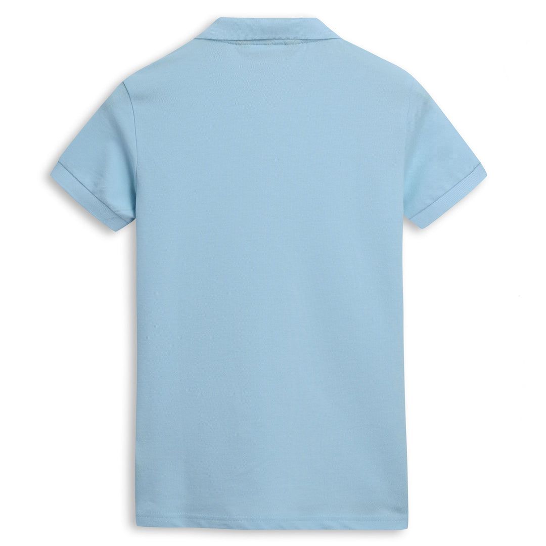 Polo classique stretch bleu pour femme, coupe ajustée main
