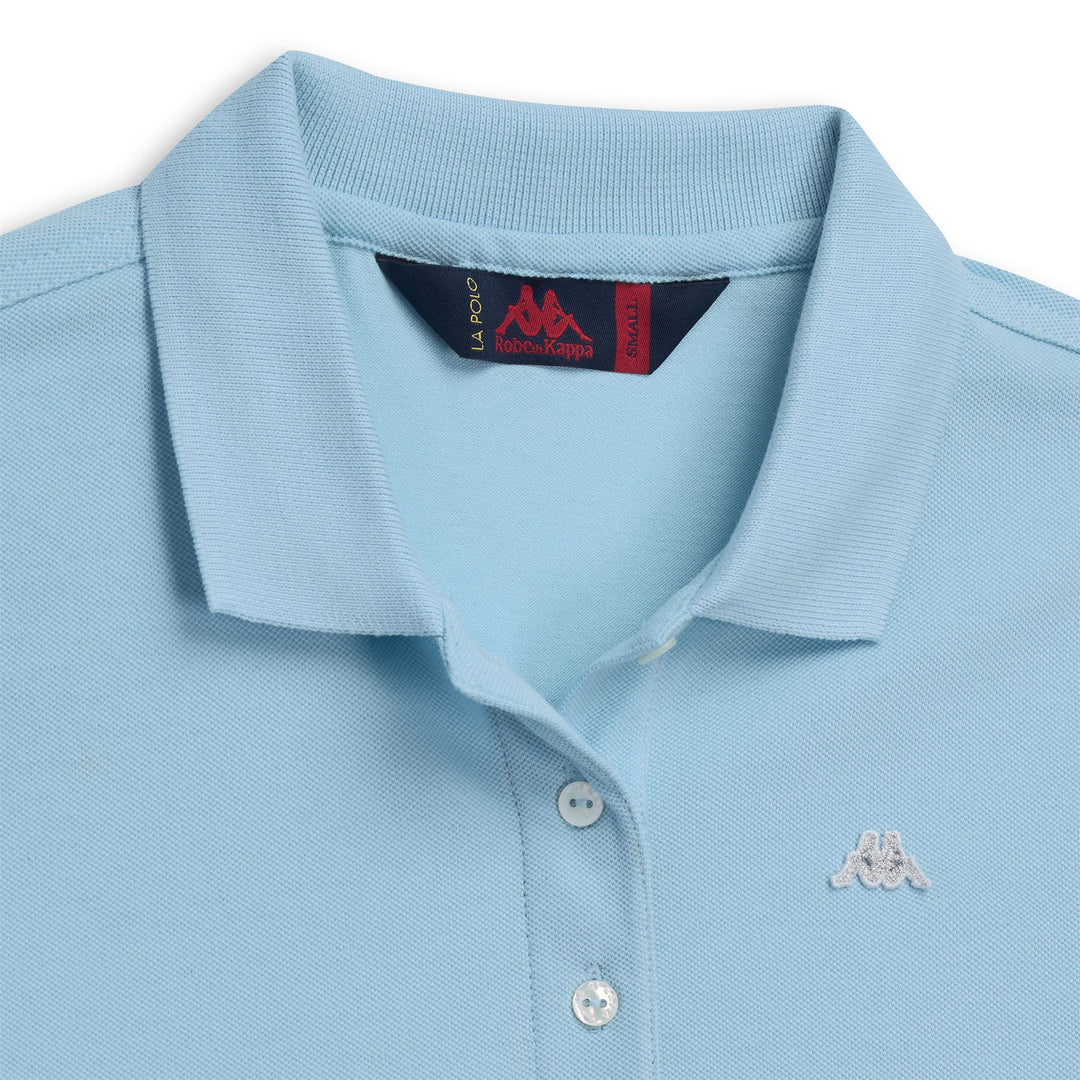 Polo classique stretch bleu pour femme, coupe ajustée main