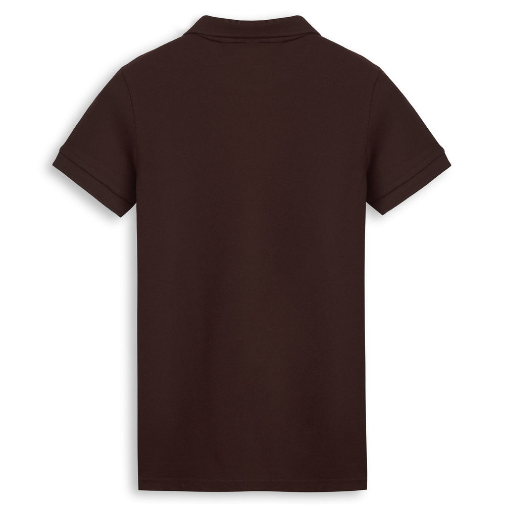 Polo da donna slim fit marrone in piqué elasticizzato 02