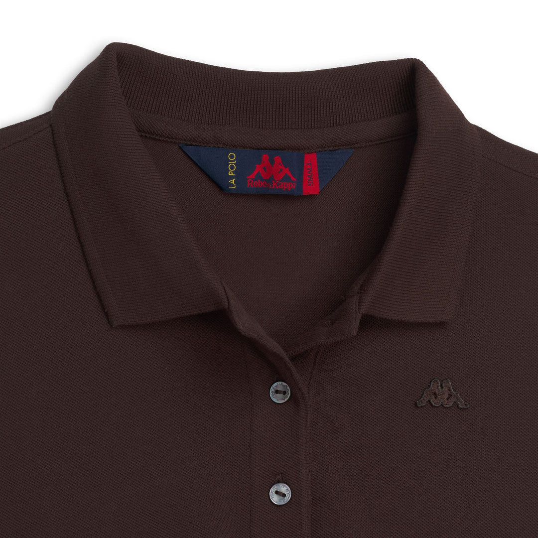 Polo da donna slim fit marrone in piqué elasticizzato main