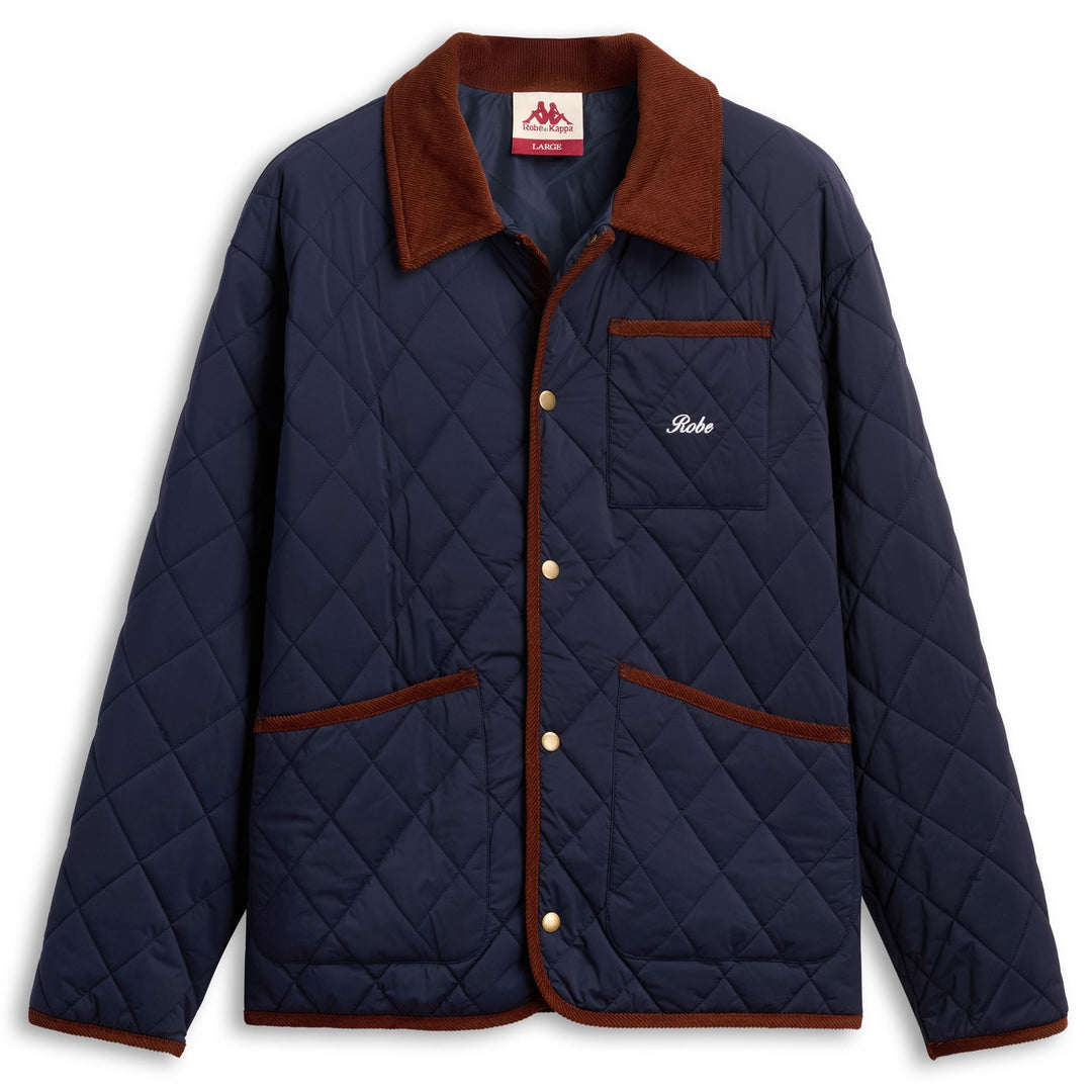 Navy blue Men's Short Quilted Jacket with Snap Closure 01