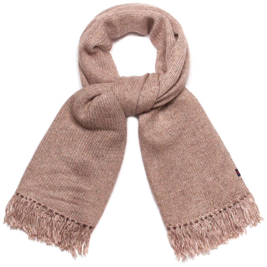 Grey Pink Women's Classic Wool Scarf with Fringes and Logo 01