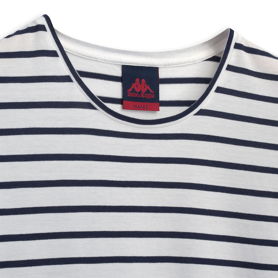 T-shirt classique rayé bleu pour femme, coupe régulière main