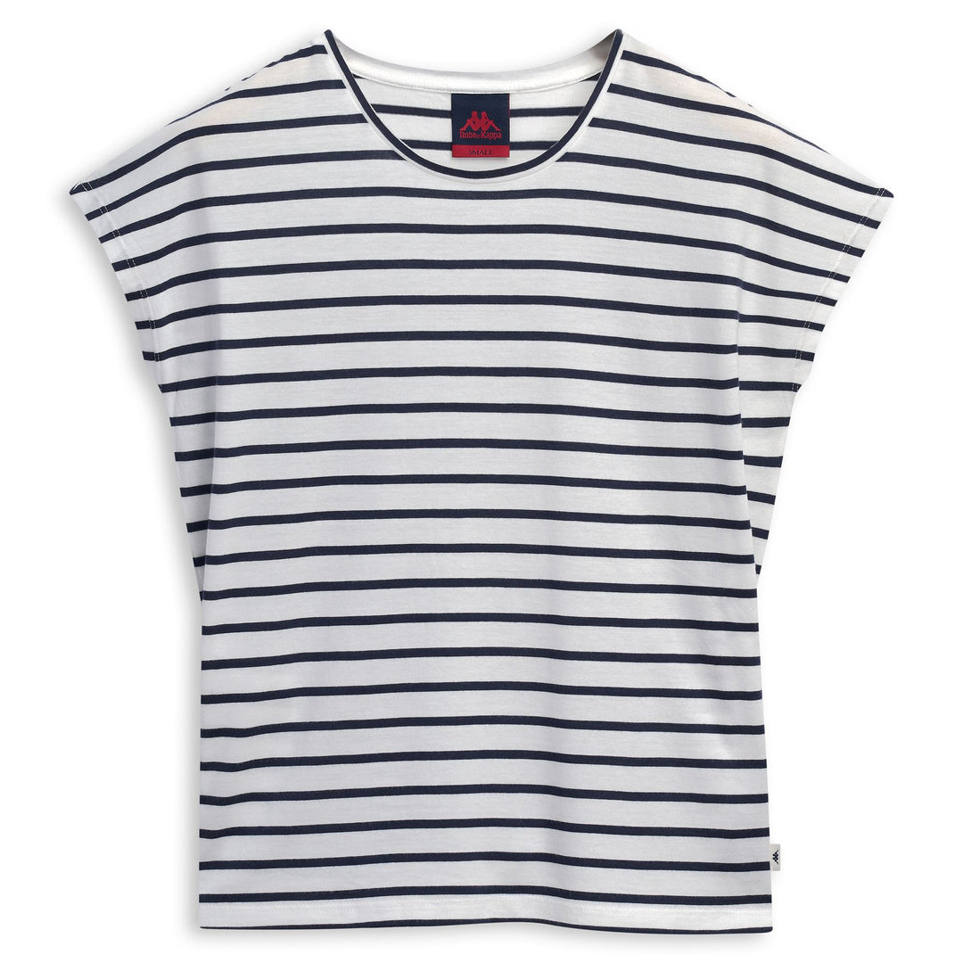 T-shirt classique rayé bleu pour femme, coupe régulière 01