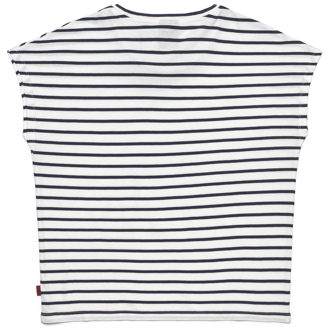 T-Shirt Classica Striata Bianca Donna con Logo Bandiera main