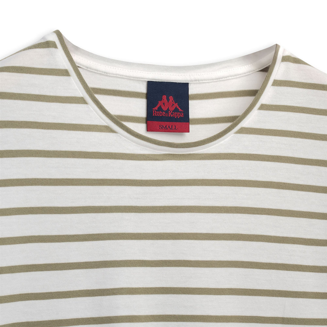 T-shirt classique rayé blanc pour femme, coupe régulière main