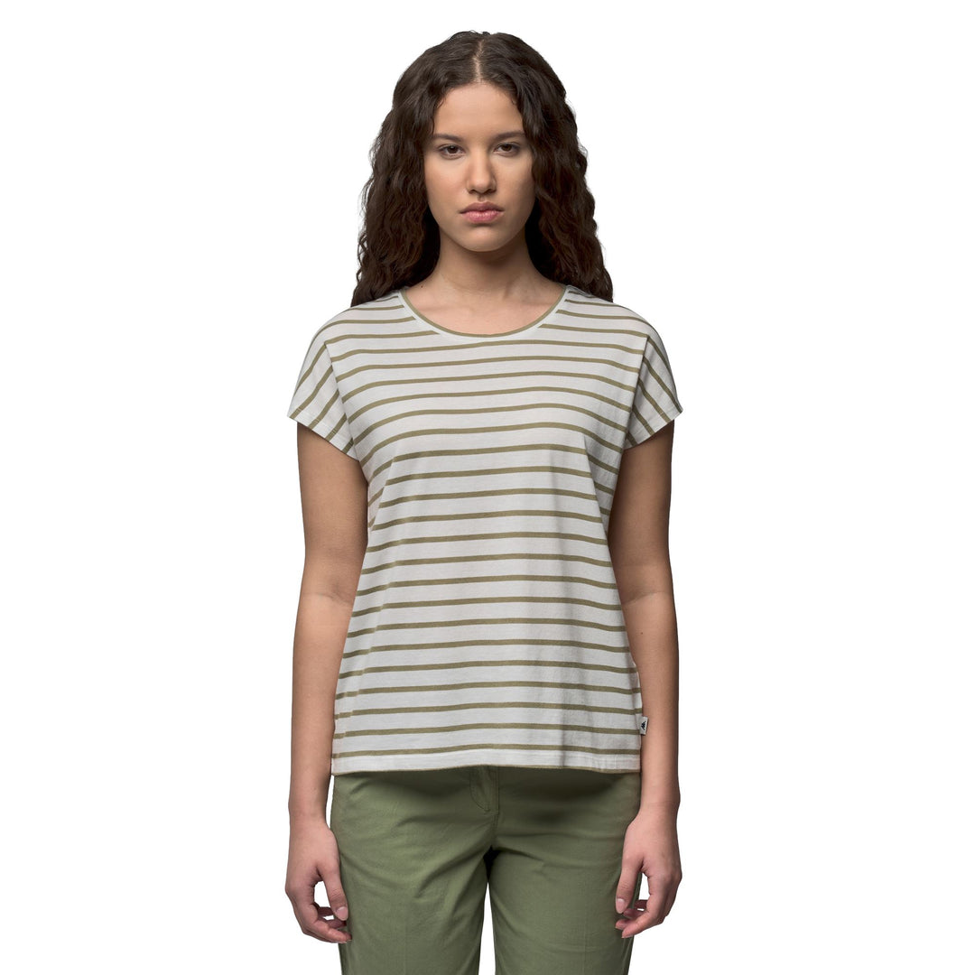 T-shirt classique rayé blanc pour femme, coupe régulière 01