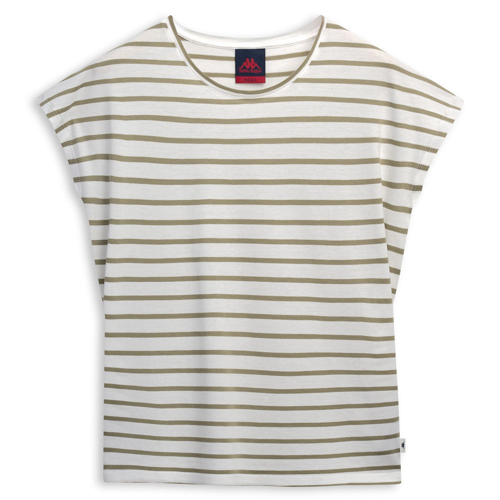 T-shirt classique rayé blanc pour femme, coupe régulière 02