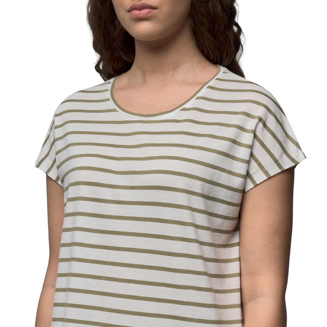 T-shirt classique rayé blanc pour femme, coupe régulière main