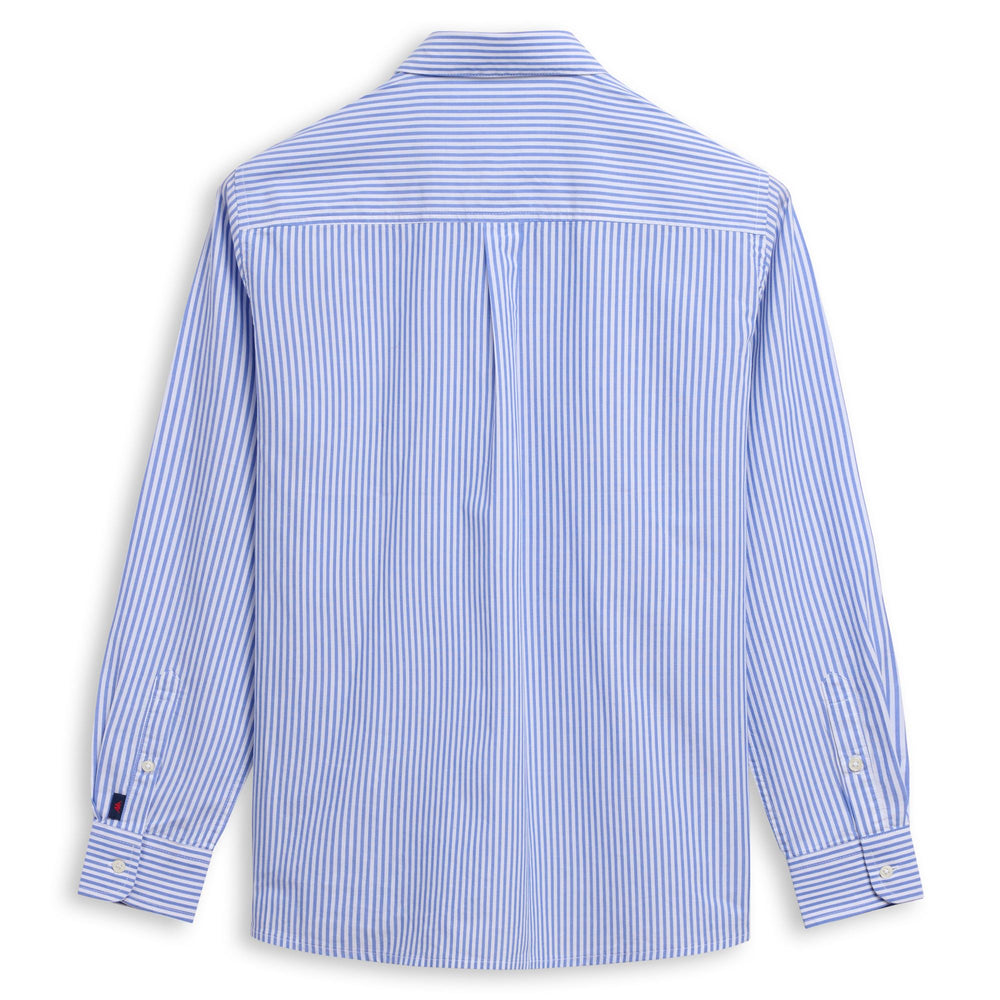 White and azure striped Women's Classic Cotton Shirt 02