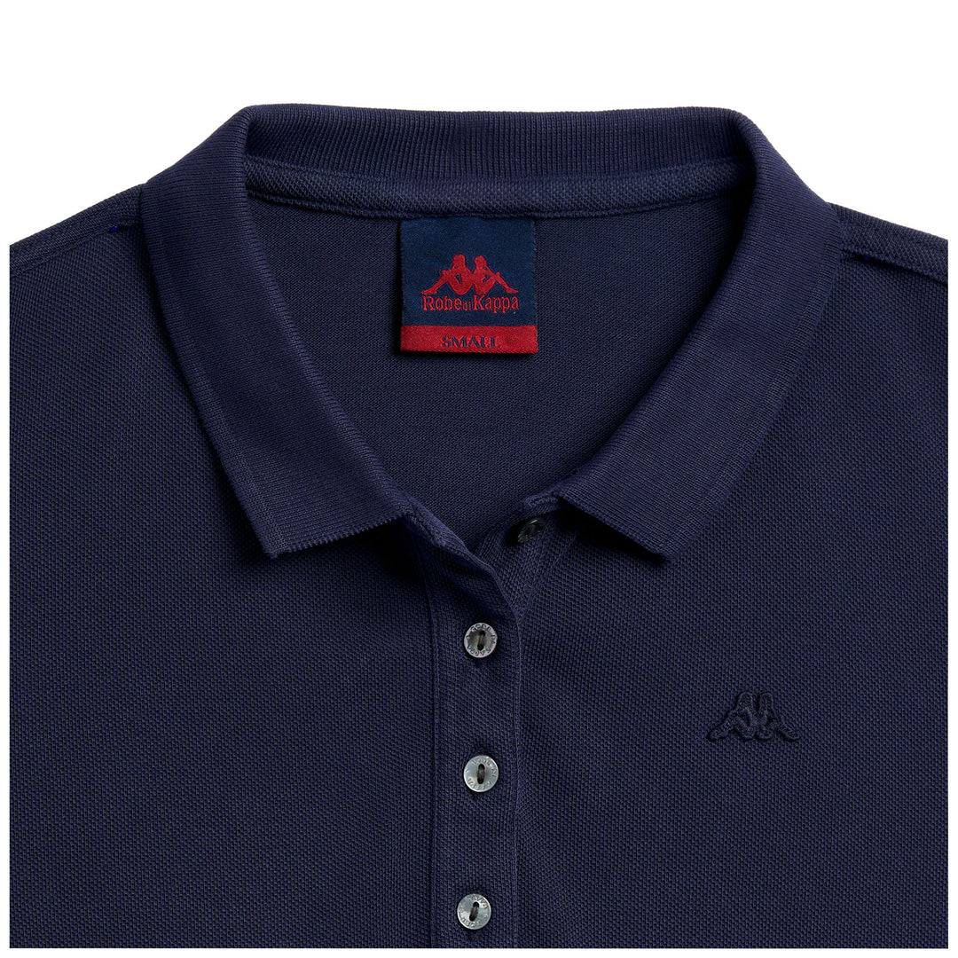 Polo bleu pour femme, coupe classique, extensible et décontracté main